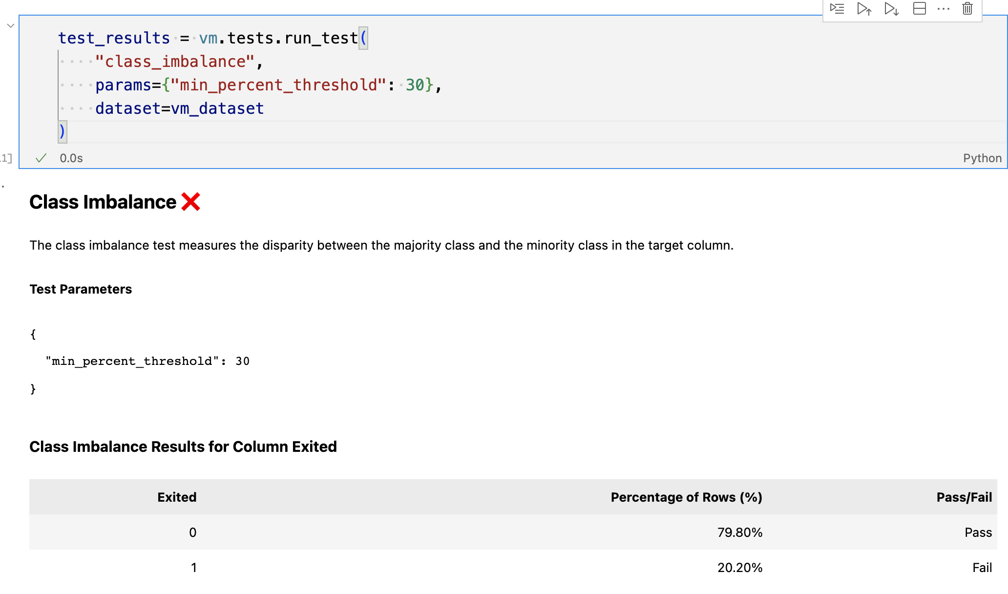 A screenshot showing the example output `test_results`