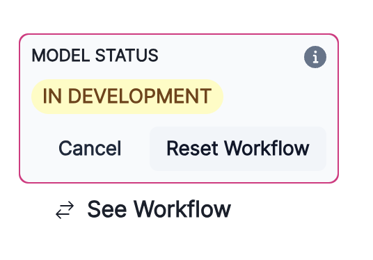 A screenshot showing the option to reset your model workflow